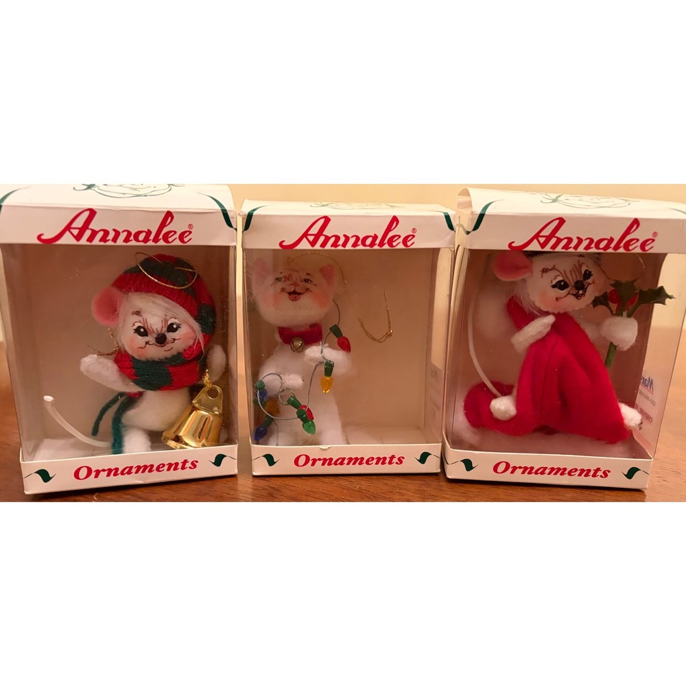Vintage NIB Lot Analee Christmas Retired 2007 4" OrnamentsCat and‎ Mouse